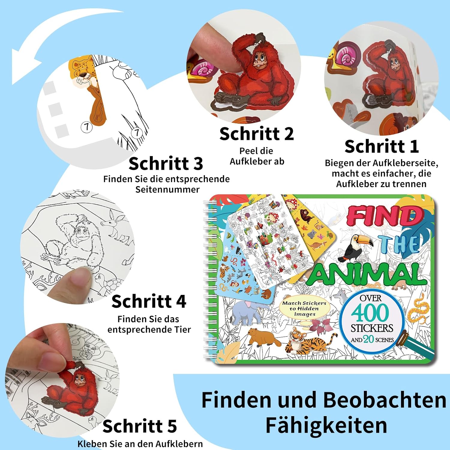 Kalysky Find and Match Animals Sticker Book, Animals Sticker Book from 2-8 – Bild 2