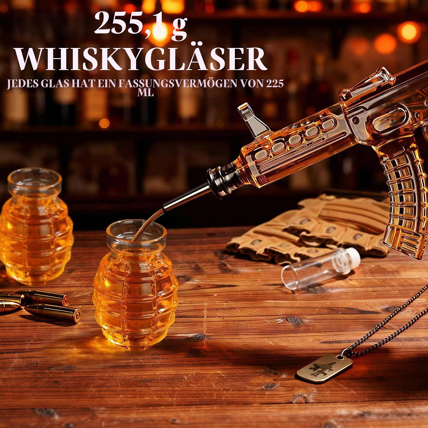 Oaksea Whisky Carafe, Whisky Decanter Gift Set with 2 Shot Glasses – Bild 5
