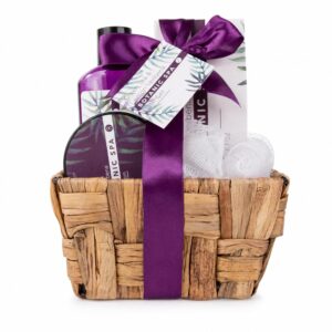 Accentra Botanic Spa Gift Set in Decorative Seagrass Basket – 5-Piece Bath and Shower Set, Best Gift for Birthday, Valentine’s Day, etc.