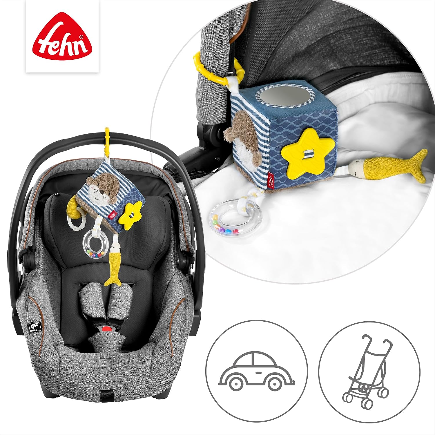 Fehn Otter Activity Cube - Motor Skills Toy with Hanging Grips - For Babies – Bild 5