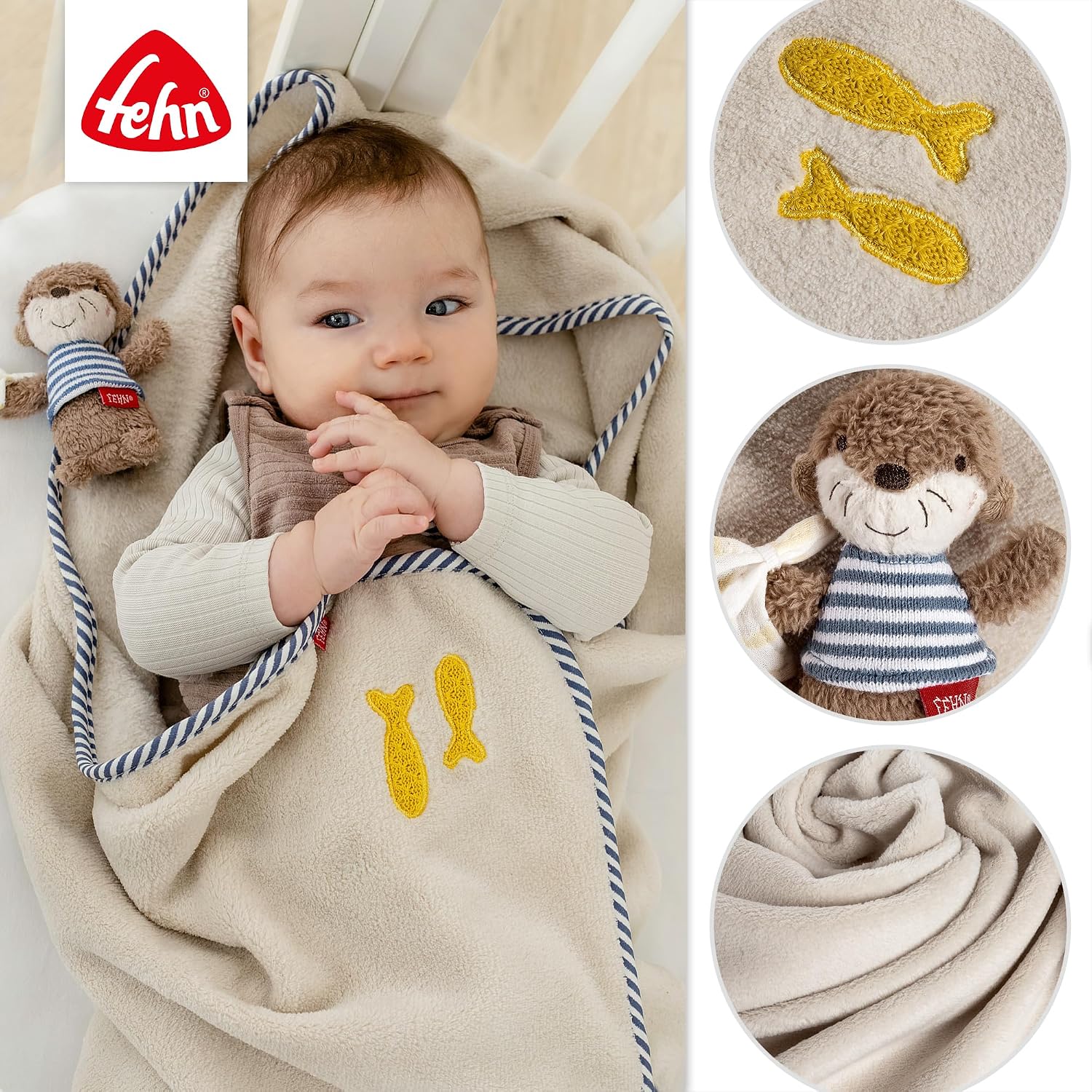 Fehn Otter Cuddly Blanket - Cuddly Blanket - for Cuddling, as a Crawling Mat, Cuddly Blanket or Blanket for Home and Travel – Bild 5