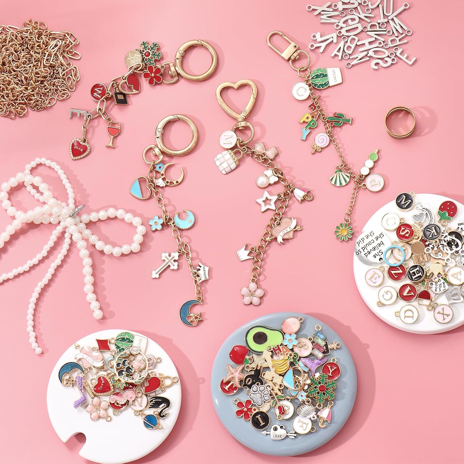 ASTNIC 316 Pieces DIY Key Chain Craft Charms Pendant Set, Creative – Bild 6