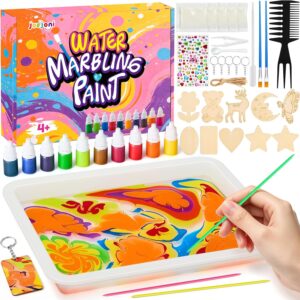 Water Marbling Paint Set for Children, 10 Colours Craft Set, Creative Toy to Promote Fine Motor Skills & Imagination, Ideal Birthday Gift for Boys and Girls 4-12 Years
