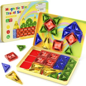 Magnetic Building Blocks Travel Toys: 40 Pieces with Metal Box – 10%