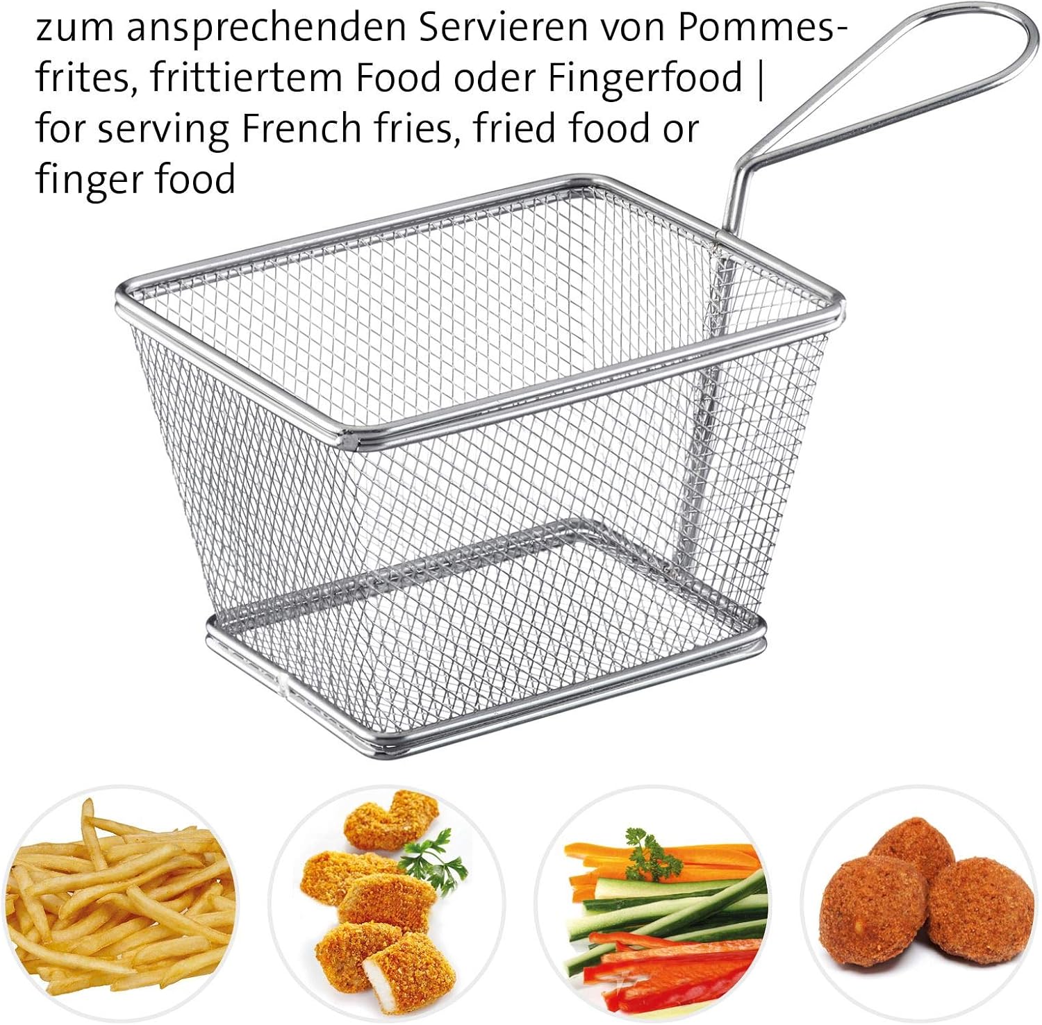 Westmark Serving Basket/Chip Basket, Filling Volume: 12 x 10 x 8 cm, Stainless Steel, Tapas + Friends, Silver, 69102270 – Bild 6