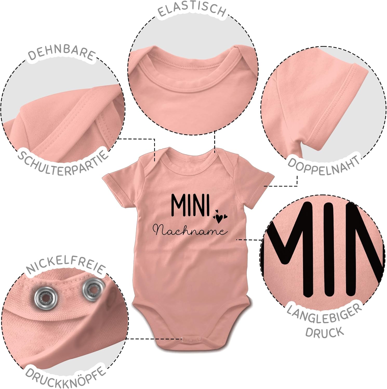 Geschenk mit Namen personalisiert by Shirtracer - Body Boy Girl - Mini Last Name | Pregnancy Announcement Gift Birth Baby – Bild 3