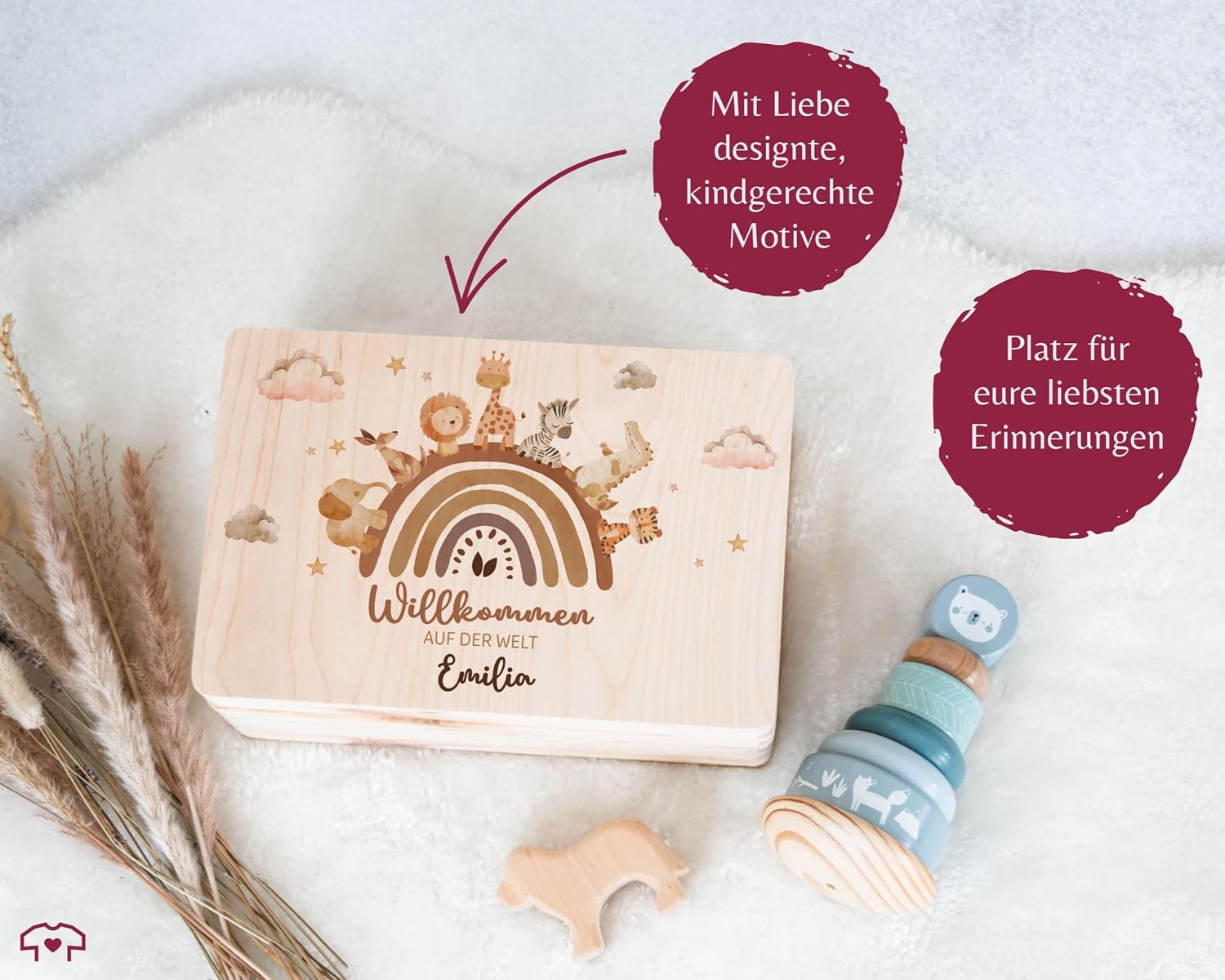 Shirtracer Keepsake Box Baby Personalised Welcome World – Bild 6