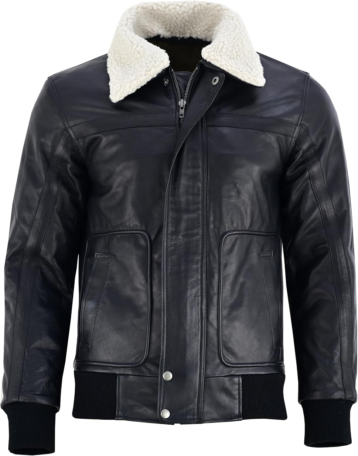 Vance The Leather Company Men's 100% Cowhide Leather Jacket - Genuine Leather Jacket with Removable Fur Collar – Bild 3