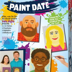 noris Paint Date – Painting Game with Brushes, Colours and Painting Boards 24 x 30 cm, Can be Painted on Both Sides and Frames, Party Game and Date Game, Creative Board Game for Adults and Teenagers