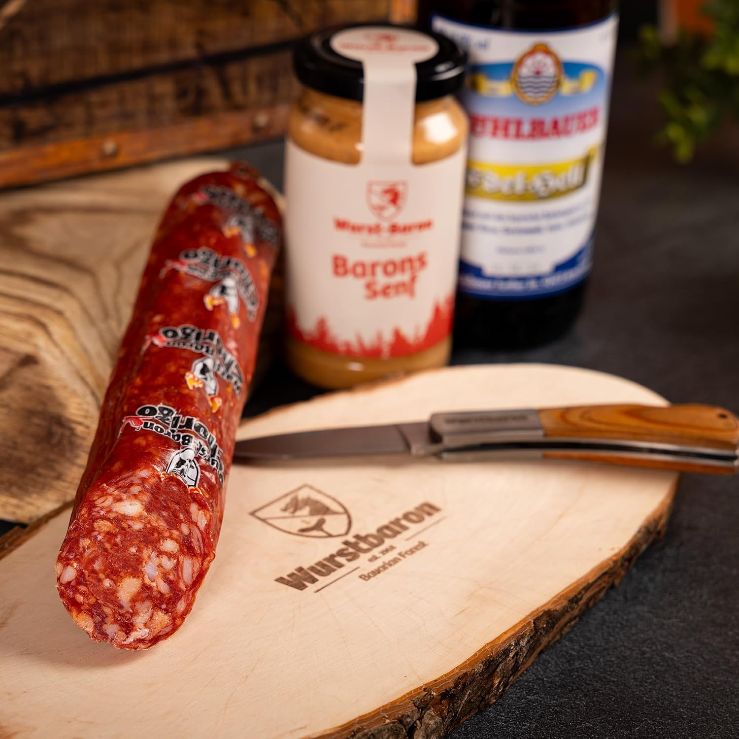 Wurstbaron Evening Set Ideal Package for the Evening Sausage Package of Salami Snacks, Bavarian Beer, Cable Reel and Pocket Knife – Bild 4