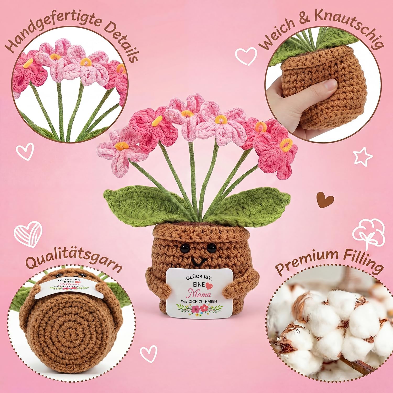 Gifts for Mum, Crochet Flower with Card, Best Mum Gift Idea – Bild 4