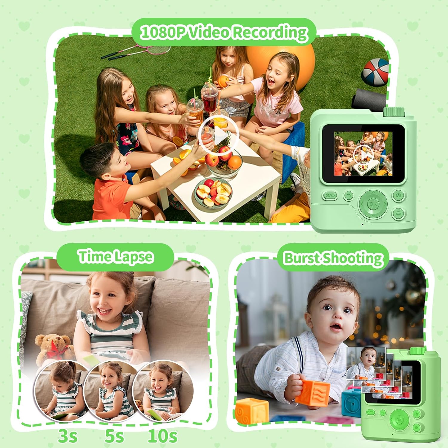 Gofunly Instant Camera Children's Digital Camera with 32G Card and Printer – Bild 3