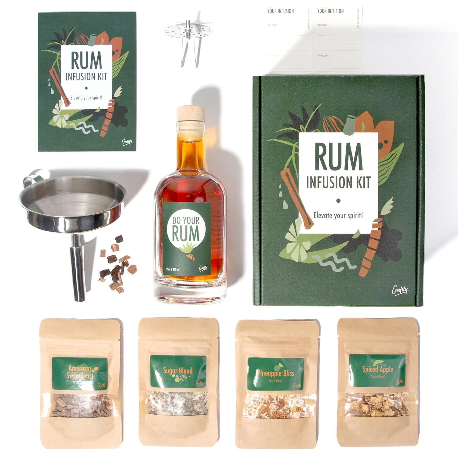 DIY Rum Infusion Set by Craftly | Gift Set | Great Gift for Him, Her, Partner, Anniversary, Birthday | For Men and Women l Spices & Bottles