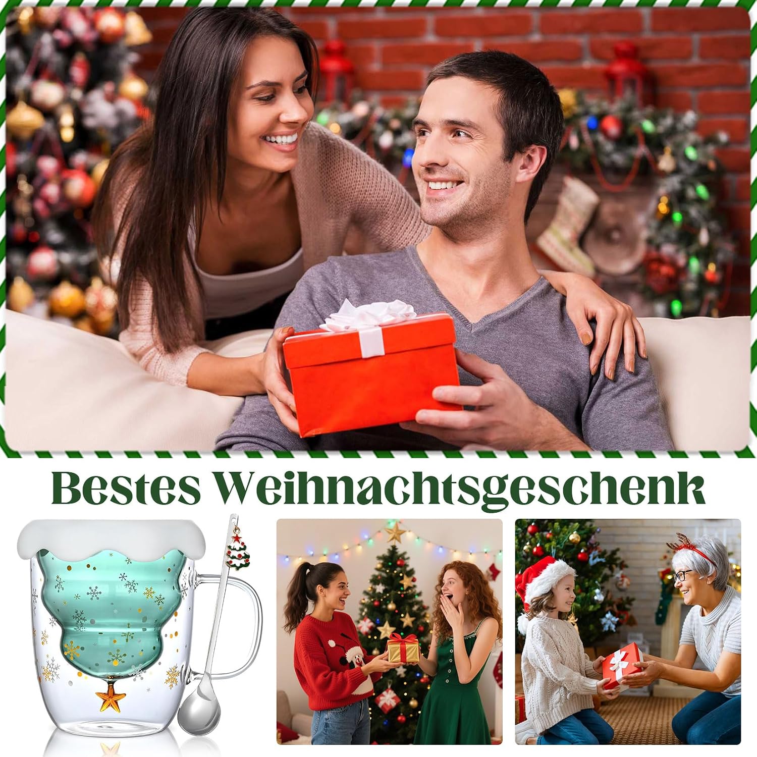 Double-Walled Coffee Glasses 300ml Christmas Tree Christmas Mug – Bild 8