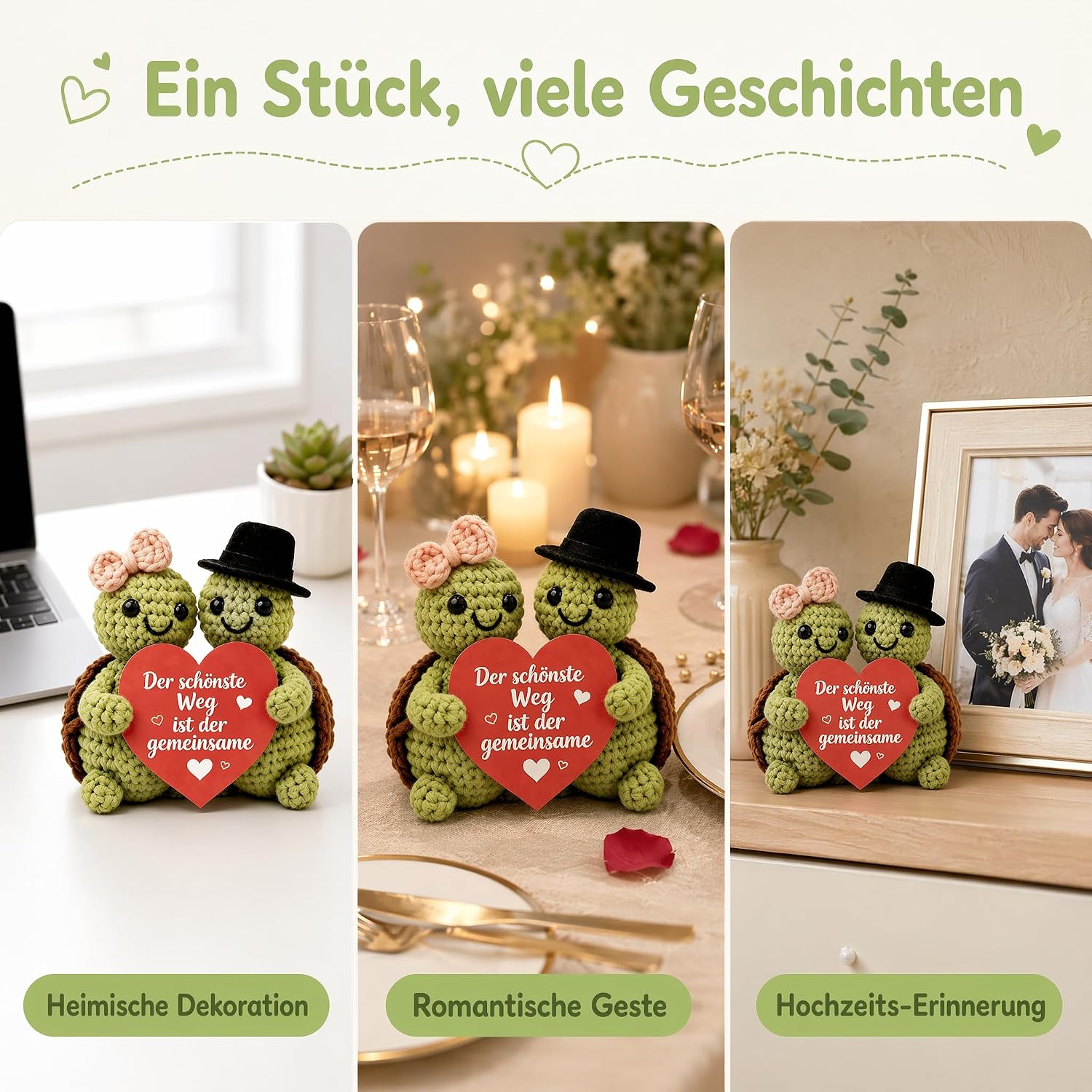 Wedding Gifts for Bride and Groom, Pocket Hug Turtle Wedding Anniversary Gifts for Men Women, Romantic Anniversary Gift for Him You, Partner I Love You Heart Festival Surprise – Bild 3