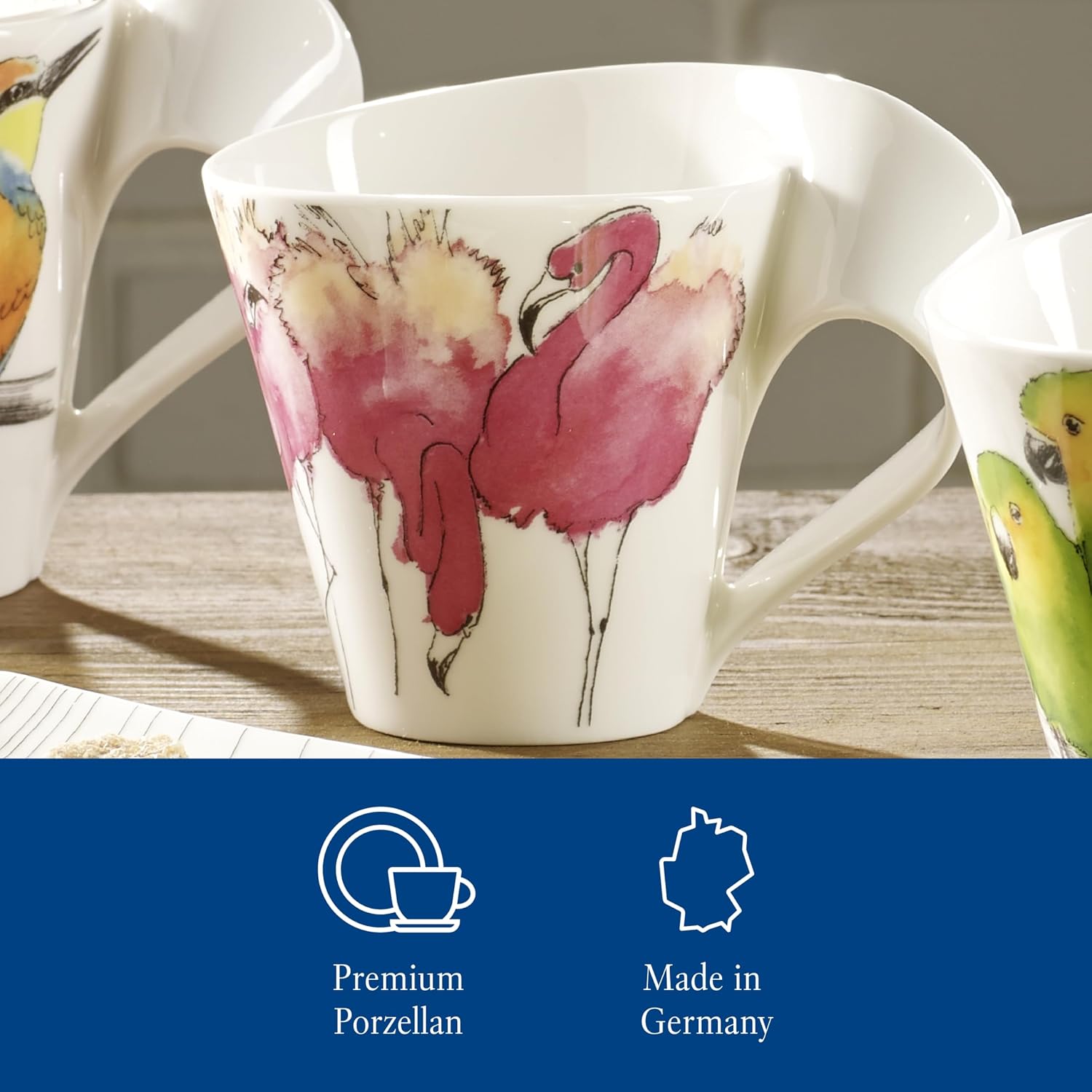 Villeroy & Boch NewWave Café Coffee Mug Flamingo, 300 ml, Height: 11 cm, Premium Porcelain, Pink/Multicolour – Bild 3