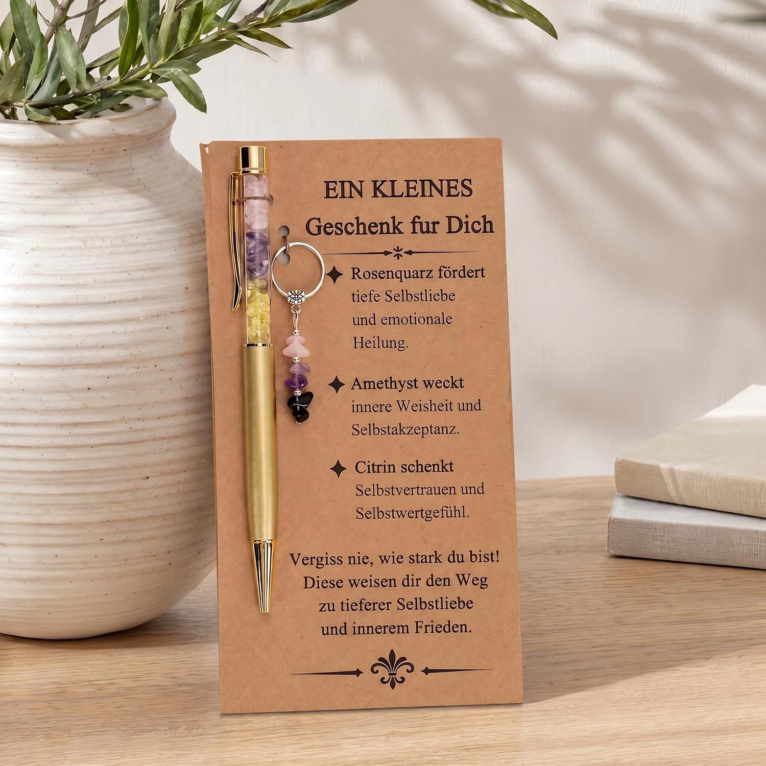 Birthday Gift for Women, Crystal Pen and Keyring Lucky Charm, Courage, Get Soon, Cheer Up Small Gifts for Best Mum Girlfriend Friend Dinnen Colleague Sister – Bild 4