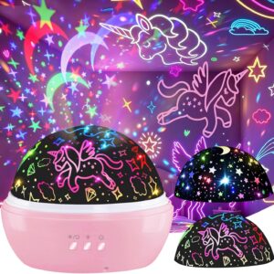 Unicorn Toy for 2-7 Year Old Girls, 2-in-1 Star Projector Rotating Night Light Girls Unicorn Toy for 3-9 Years Children Gifts 2-9 Years for Birthdays, Christmas