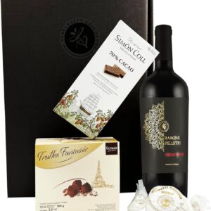 Gift Set Red Wine with Chocolate Truffles & Dark Chocolate, Wine Gift for Connoisseurs, Gift Basket for Men & Women, Birthday, Christmas, Anniversary