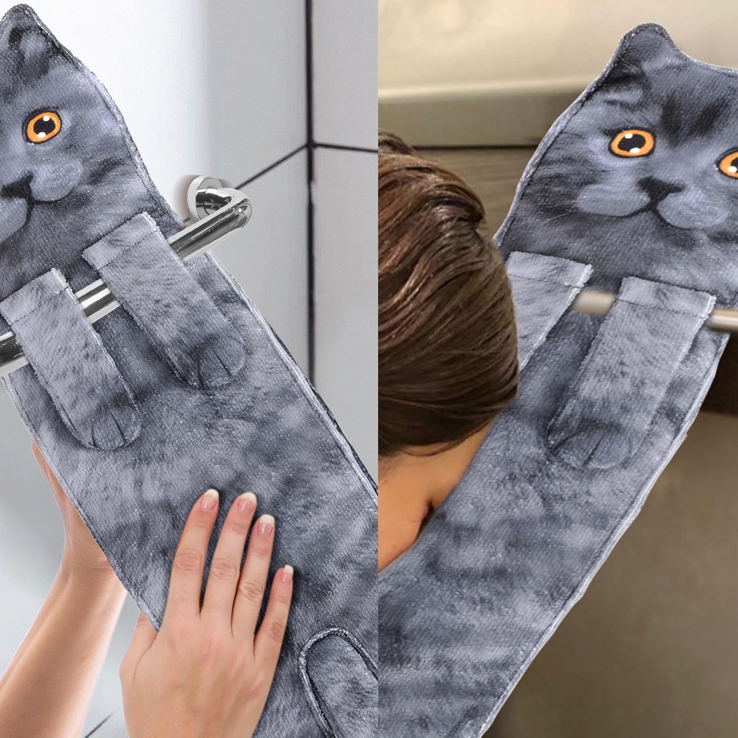 Funny Cat Towels for Kitchen and Bathroom - Cat Decoration Hanging Towel Washcloth Mother's Day Gift Easter Housewarming Gift Birthday Gift - Gifts for Women Cat Lovers – Bild 6