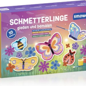 Smowo 10 Butterfly Plaster Figures for Casting and Painting, Girls‘ Craft Set for Casting Plaster with 10 Figures for Children, Gift for Crafts