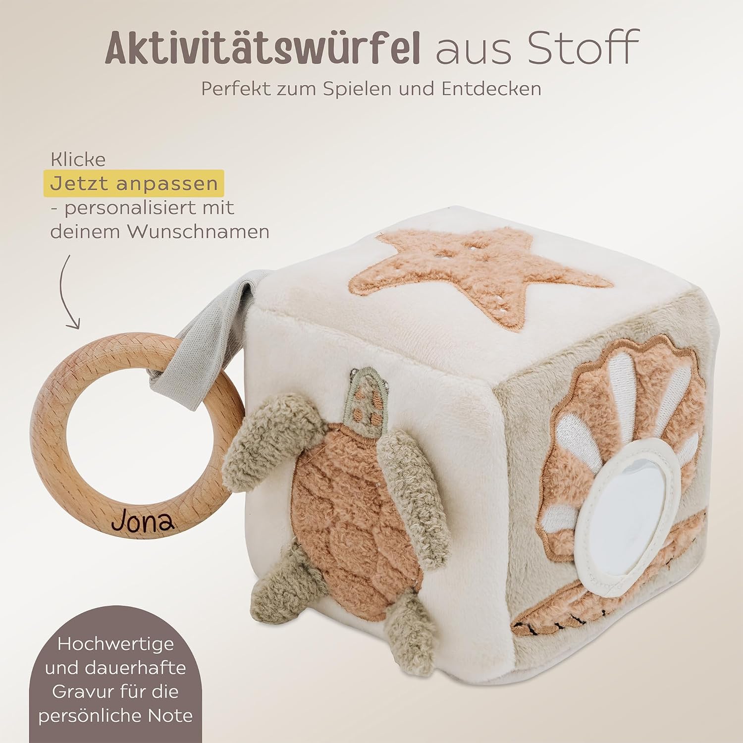 wunderwunsch Jollein Fabric Cube, Personalised Toy Cube, Baby – Bild 5