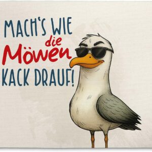 Mouse Mat with Funny Seagulls Motif – Mouse Mat with Saying – 23 x 19 cm – Typical North German Souvenir – Gift Idea for Colleagues – Perfect for the Office – Machs wie die Seagulls Kack Drauf