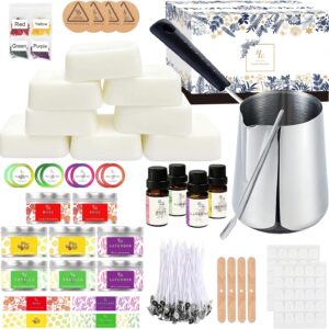 ETUOLIFE DIY Candle Making Set, DIY Candle Making Kit, Scented Candle Gift Set with 480 g Soy Wax, Candle Melting Pot, 8 Candle Tins, 4 Fragrance Oil, 4 Colour Blocks, 50 Candle Wicks Stickers, 16 Stickers