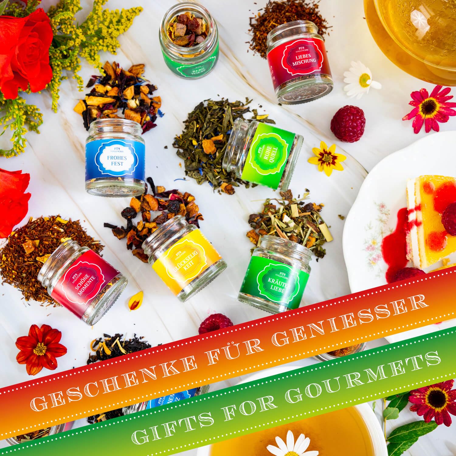 Hallingers Genuss Manufaktur Tea Gift Set - 24 Varieties Premium Loose Tea Tasting Set in Elegant Gift Box with Recipe Booklet "Tea Deluxe Sele...", Gift Idea for Women Men – Bild 4