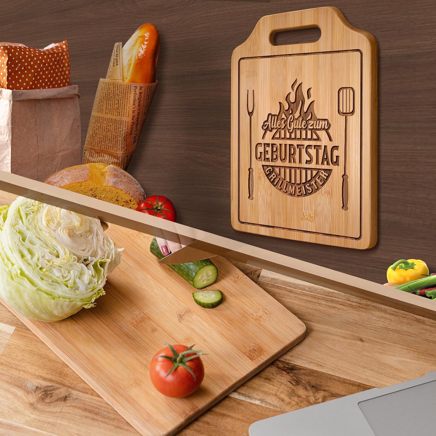 Birthday Gift for Men - Engraved Bamboo Chopping Board, Gifts for Men Birthday, Men's Gifts – Bild 5