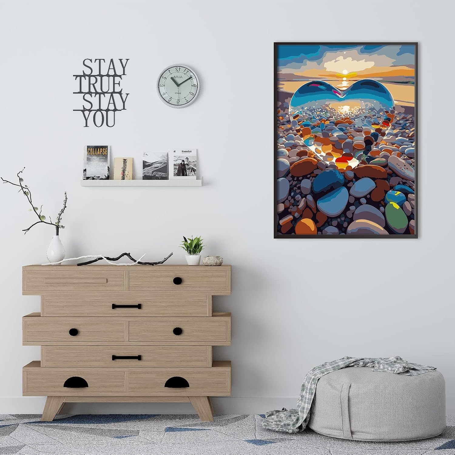 XINRANFF Paint by Numbers Adult Landscape Love Stone, Girls DIY Hand Painted Oil Painting Kit for Home Decoration Gift, Comes with Paint and Brush, 40 x 50 cm (Frameless) – Bild 4