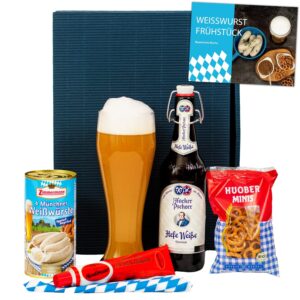 Bavarian gift set „Augsburg“, gift basket filled with beer and Bavarian delicacies, gift basket for men for birthdays, thank you, Oktoberfest