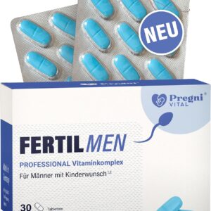 PregniVital Fertil Men Desire for Children – Men’s Vitamins with Selenium for Normal Formation, Zinc for Normal Fertility & Normal Testosterone Levels, Q10, Lycopene, Folic Acid, Vegan, 30
