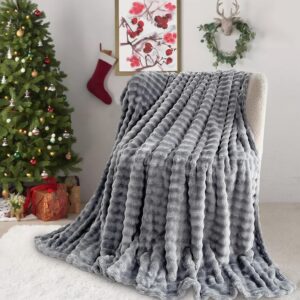 Cuddly Blanket Milky Velvet Bubbles Blanket Super Soft Blanket Thick 450 g/m² Flannel Blanket Couch Blanket Warm Throw Blanket Sofa Blanket Versatile Blanket for Bed Sofa Bedroom Office Dark Grey 160 x 200 cm