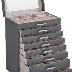 SONGMICS JBC008G02 8 Tier Jewellery Box with Large Mirror Jewellery Box 7