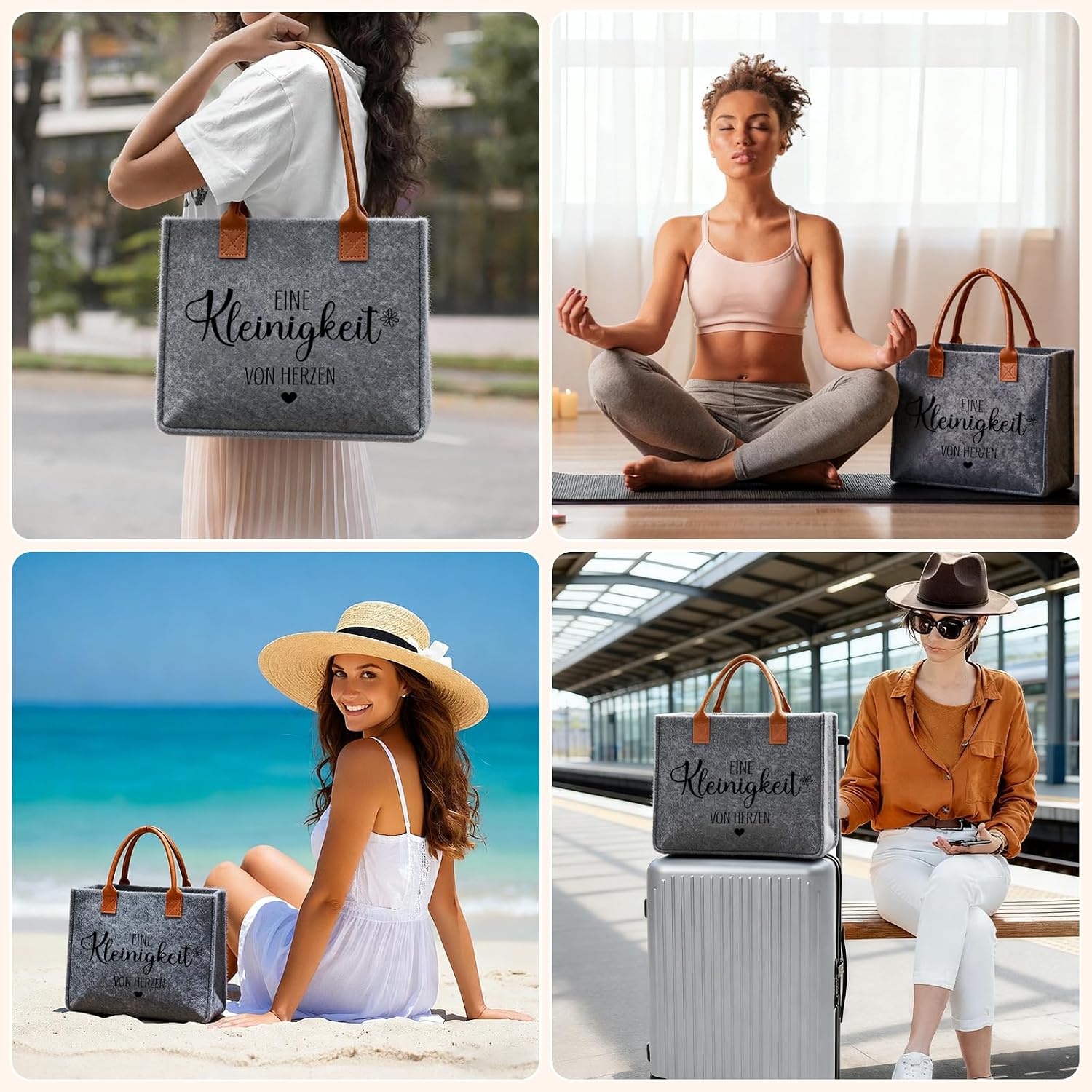 Ysound Gifts Women Felt Bag, Felt Shopper Bag for Woman Man – Bild 7