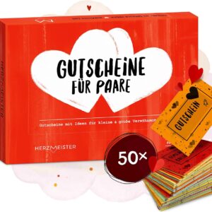 – Voucher Box for Couples, 50 Voucher Tots for Couples, The Couple Gift for Christmas for 50 Pampering Moments and Lots of Love, Gift Idea and Surprise for Husband, Wife, Boyfriend and Girlfriend