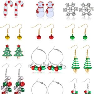 Finrezio 8-36 Pairs Christmas Earrings Dangle Earrings Set for Women Girls Christmas Earrings Christmas Tree Earrings Christmas Garland Santa Earrings Party Gift