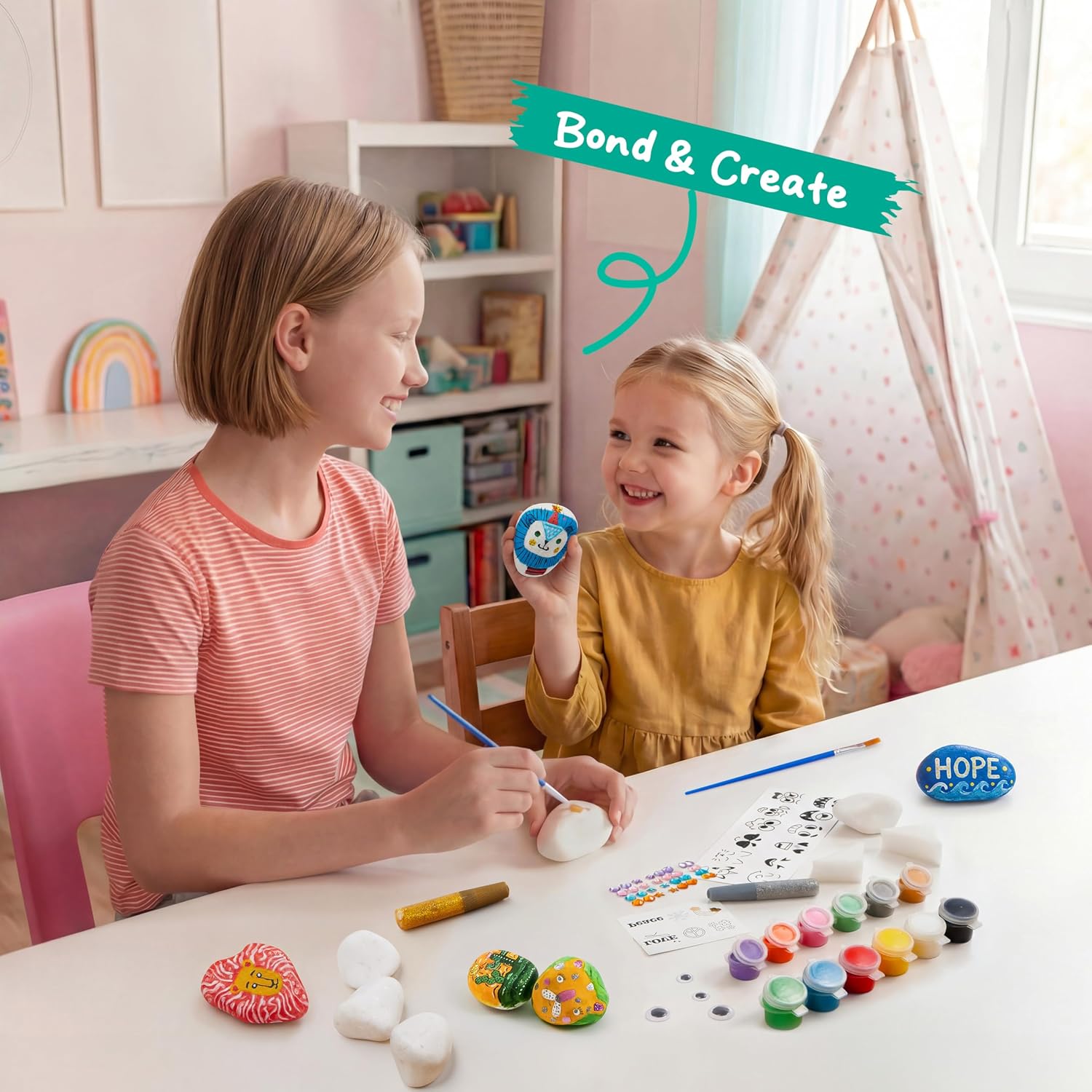 Joyin Stones Painting Set Craft Set for Children 6 7 8 9 10 11 12 Years, Creative Stone Painting Craft Gift Girls from 6-12 Years Halloween Gift – Bild 5