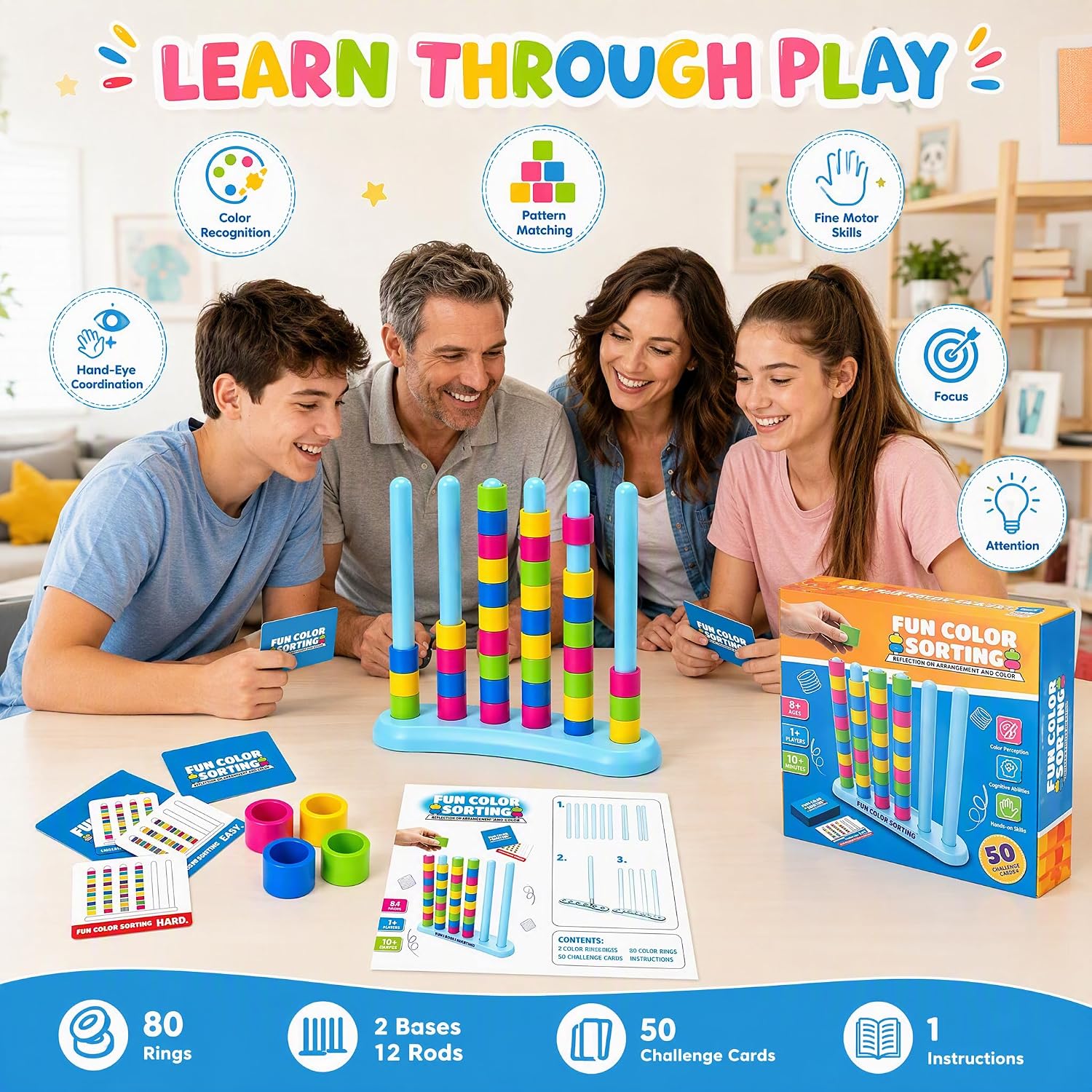 Color Stack Game, Colour Stack Challenge Game, Montessori Board Games – Bild 6