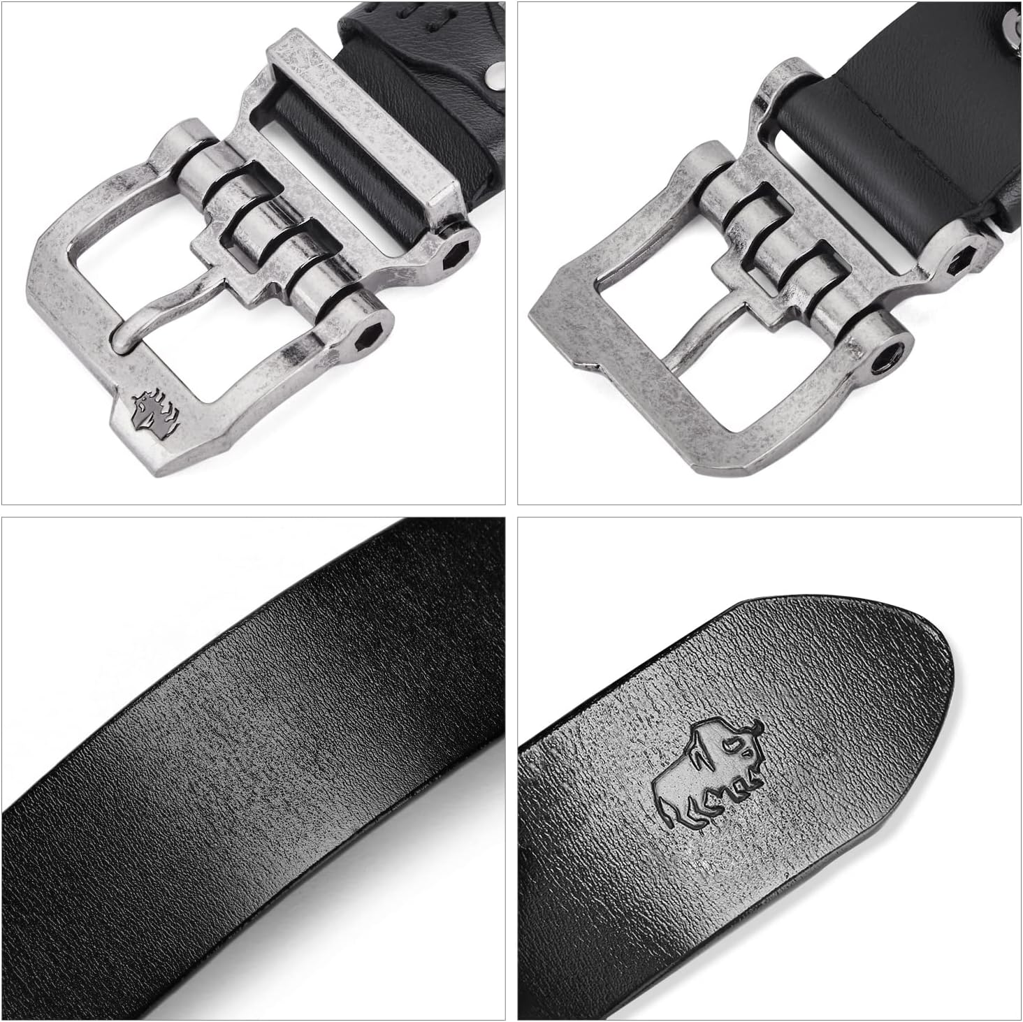 BISON DENIM Men's Leather Belt for Jeans Suit 38 mm – Bild 3