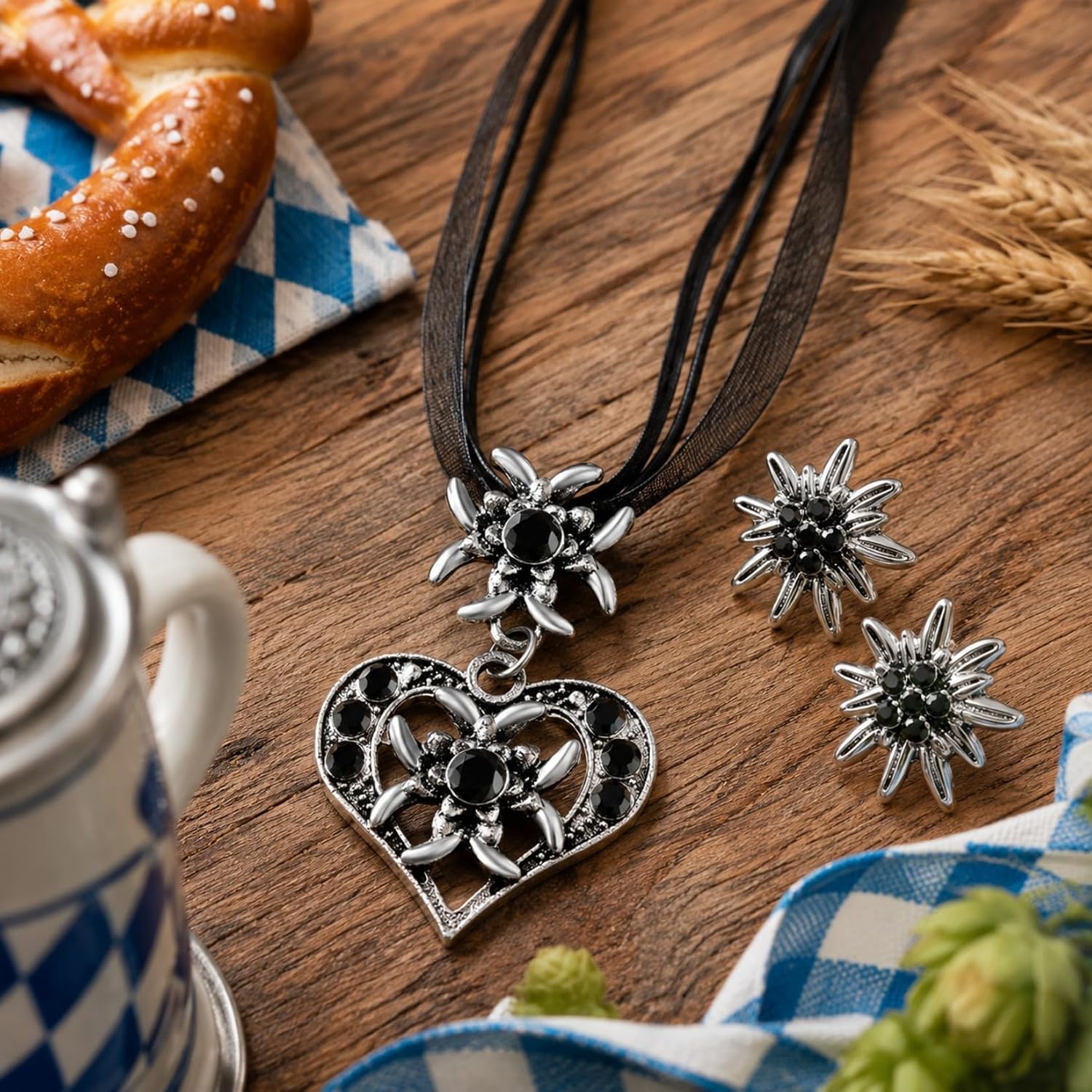 Costume Jewellery Set of 3 Edelweiss Dirndl Jewellery – Bild 3