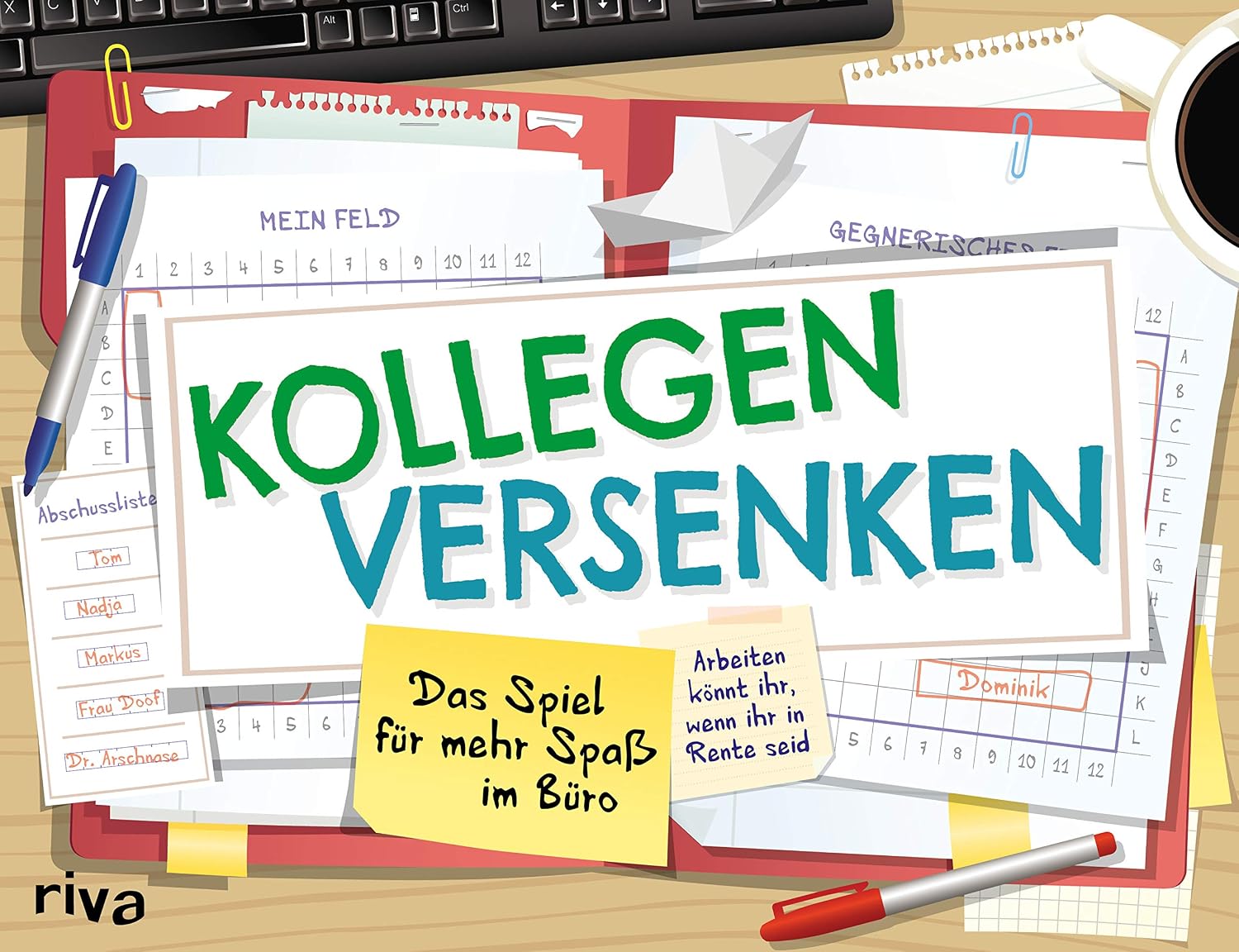 Kollegen versenken: Das Spiel für mehr Spaß im Büro. Die neue Edition des Klassikers Schiffe versenken. Das perfekte Geschenk für Geburtstag, Wichteln und Weihnachten
