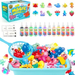 MOMSIV Aqua Gelz Set, Magic DIY 3D Water Gel Toy Gift from 4 5 6 7 Years Girls, Creative Magic Water Elf Toy Kit with 12 Colours & 12 Shapes for Children