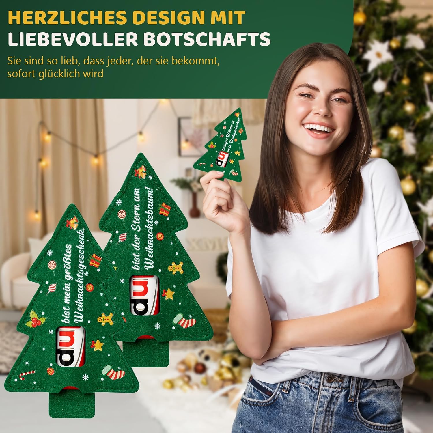 Christmas Gifts Small Items - 16 Pieces Case Felt Compatible with Duplo Chocolate Bar Gift Packaging - Funny Christmas Tree Small Gifts for Colleagues Employees Team Family Women Men – Bild 4