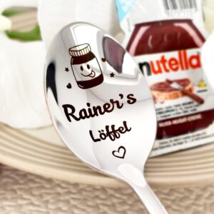 Nutella löffel Kaffeelöffel mit Gravur – Namenslöffel – nach Wunsch Überraschung – Gestaltung Edelstahl – Geschenk Nutella löffel in Geschenkbox
