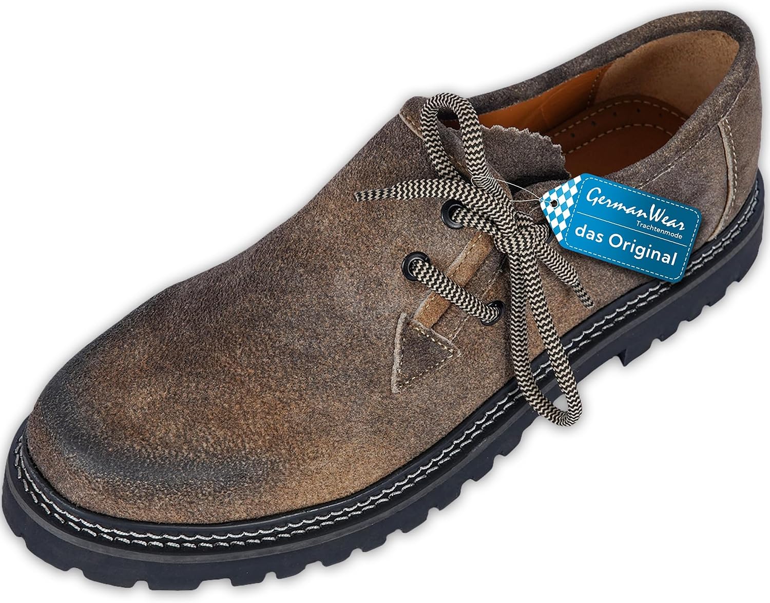 German Wear Haferlschuhe Traditional Shoes, Original, Handmade, Leather Shoes, Made of Suede, Genuine Leather Shoes, with 2 x Laces