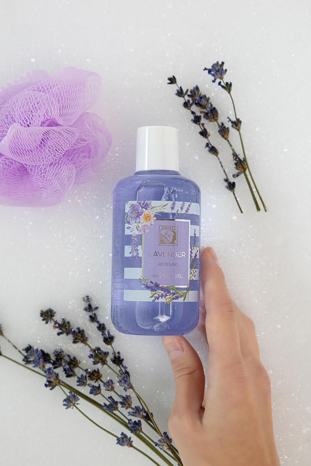 Accentra Shower Set Women Gift Set Lavender in Beautiful Gift Box - 4-Piece Care Set with Shower Gel, Body Lotion, Body Butter and Mesh Sponge - Gift Set for Valentine's Day & Mother's Day – Bild 11