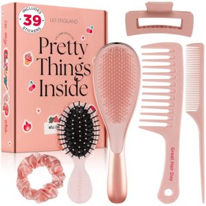 Lily England 6 Piece Hair Grooming Kit for Teen Girls Brush & Comb