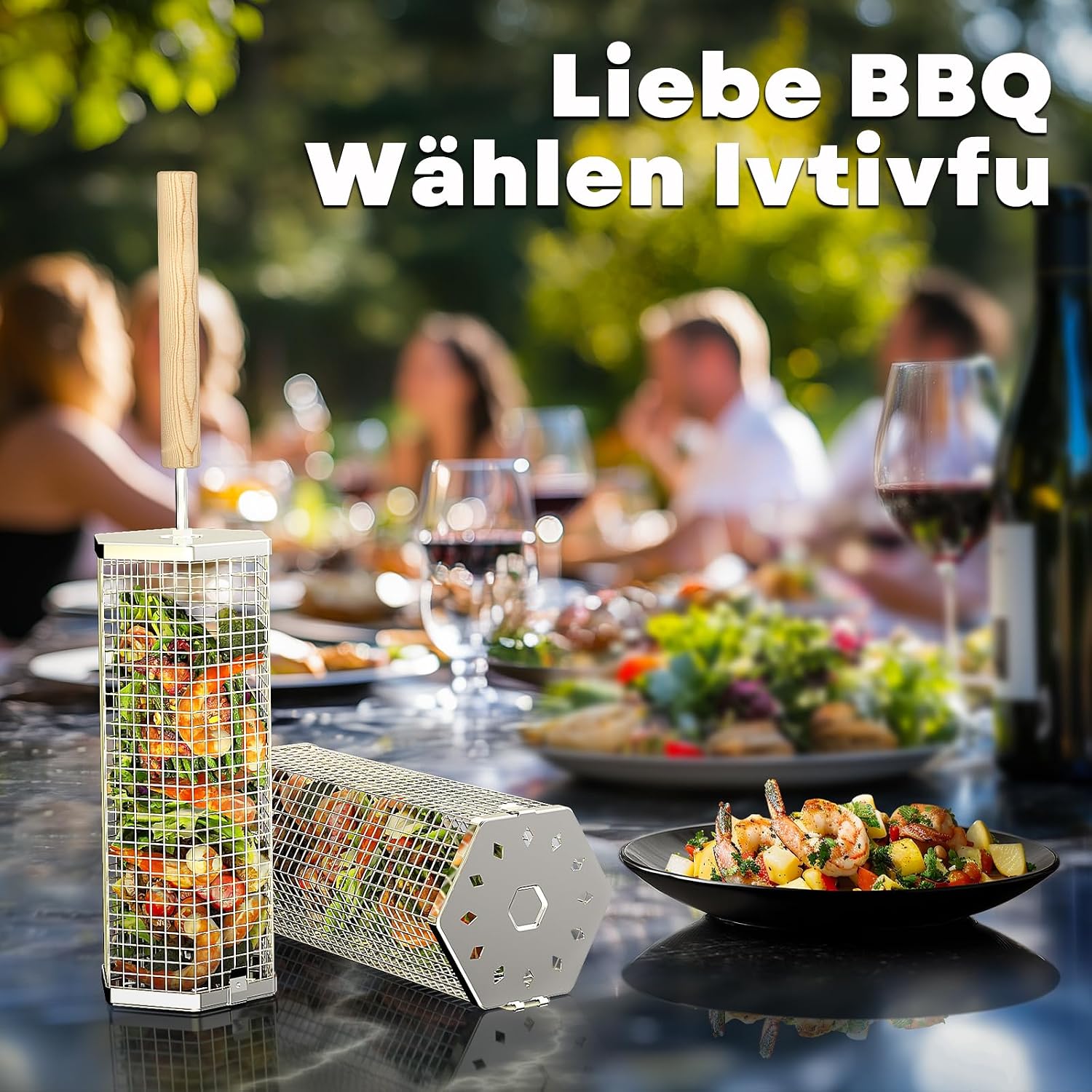ivtivfu Nestable Rolling Grill Basket, Barbecue Accessories, Gifts for Men – Bild 6